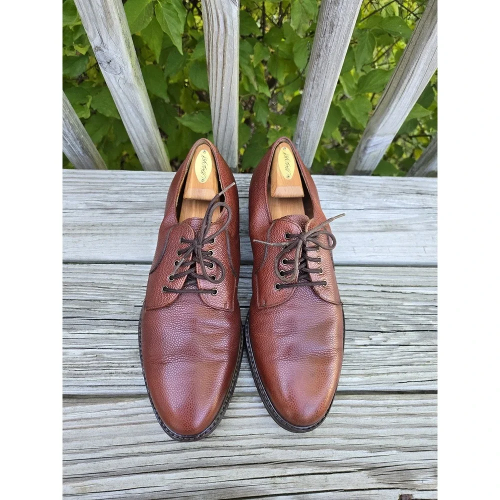SALVATORE FERRAGAMO Dress Shoes Blucher Derby Brown Leather Men's 10.5 EE